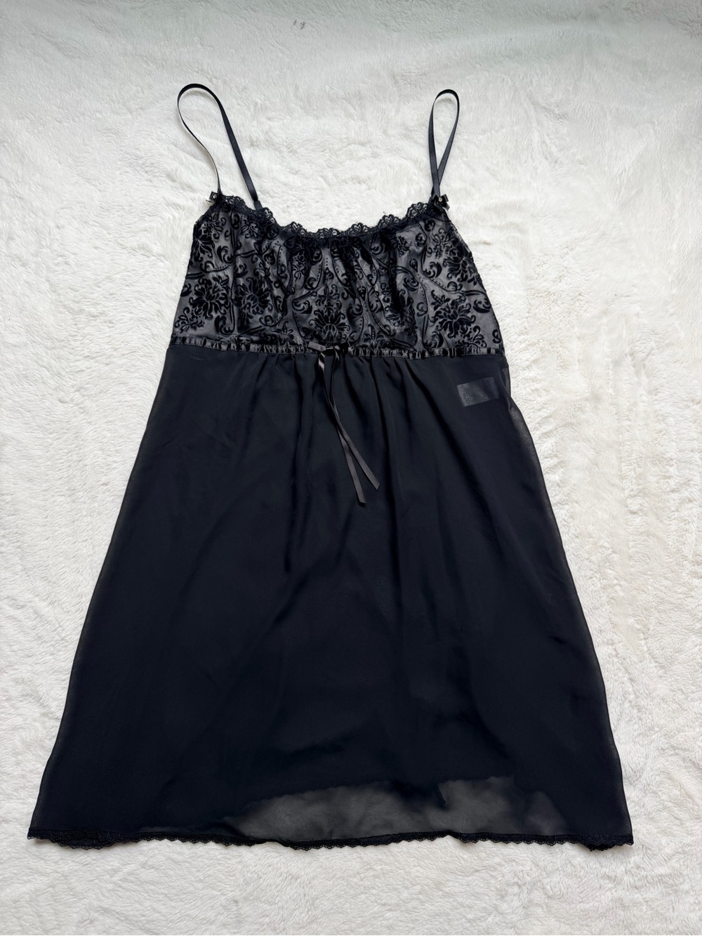 Linea Donatella Black Lace-Trim Slip Chemise